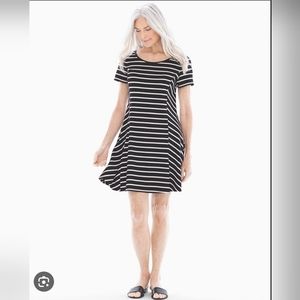 Soma Trapeze Short Sleeve Cafe Stripe Dress XL NWT